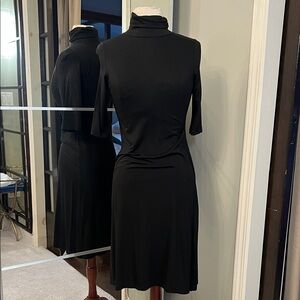Classic Black Turtleneck Midi Dress
